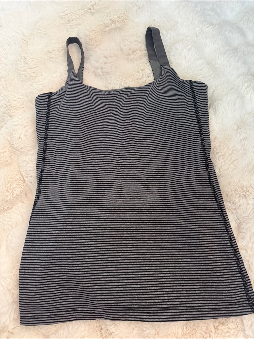 lululemon athletica Black and Gray Thin-Striped Tank